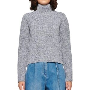 Tibi Two Way Cropped Marled Sweater Zipper Back Size Small